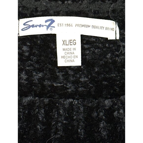 Seven7 Black Chenille Knit Sweater Soft Plush Crewneck Long Sleeve Warm Comfy XL - Picture 6 of 10